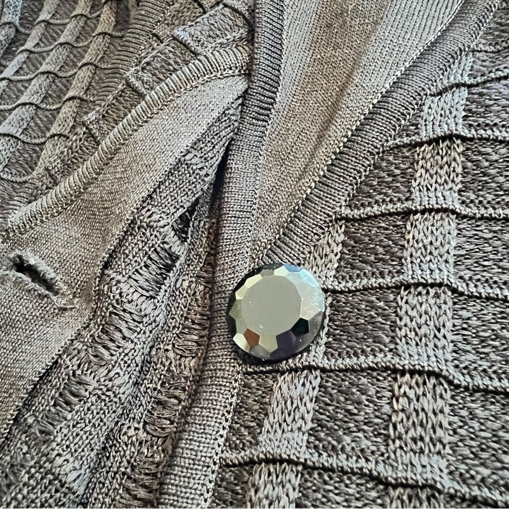 Vintage Exclusively Misook Black Ribbed Cardigan Blazer Jacket Sweater Size XS - Picture 7 of 11